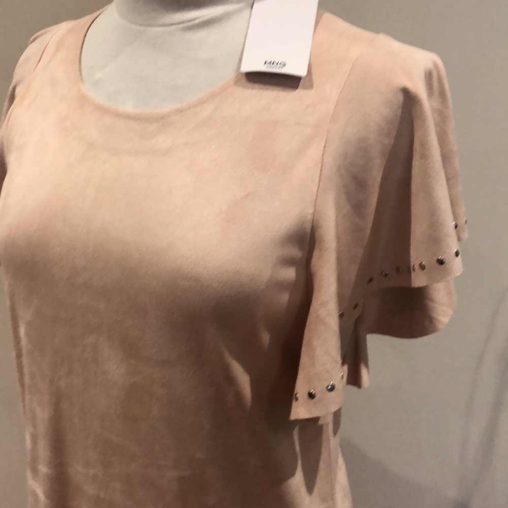MNG Mango faux suede light dress with bell sleeve